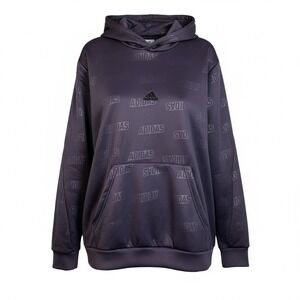 Adidas All Over Logo Hoodie Sweatshirt Pullover Purple Womens  L‎